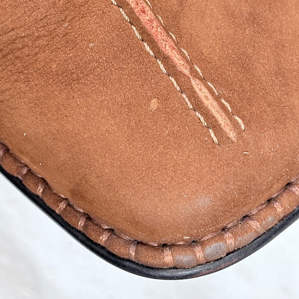 Brighton Napa Brown Suede Mules Square Toe Whipstitch Bow Shoes Women 9M Brazil - Picture 3 of 10